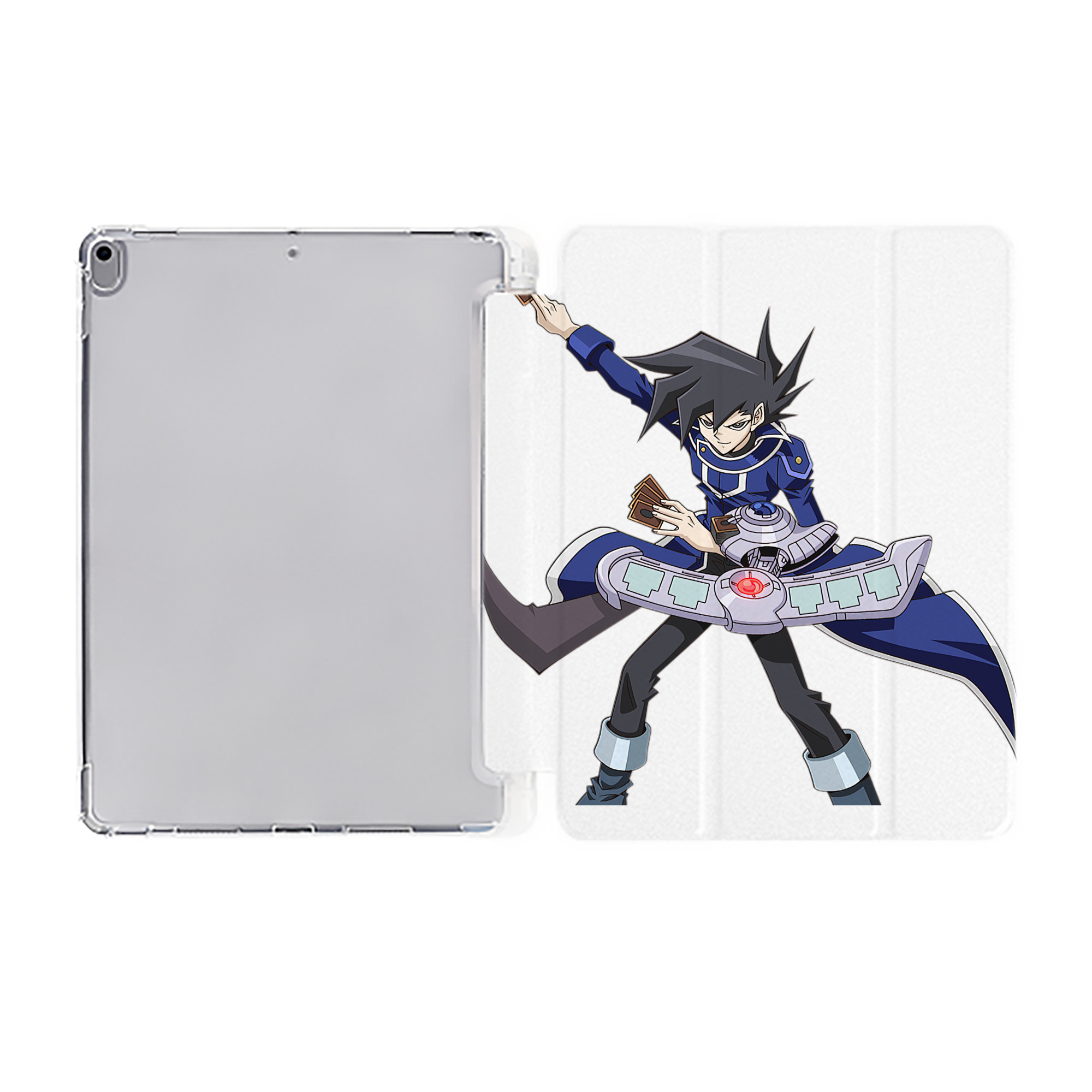 （画像用） 遊☆戯☆王 Yu-Gi-Oh! IPad ケース ペン収納付き 三つ折りスタンド PUレザー×シリコン 対応機種9.5/10.5/10.9インチ